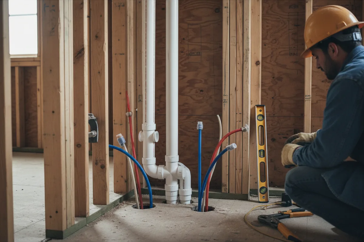 Drain and supply rough-in during Leak Detection in Clearlake Oaks
